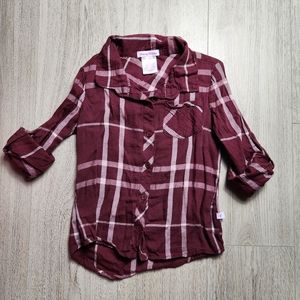 Tommy Bahama Girls Maroon Long Sleeve Button-Down Shirt Size 7